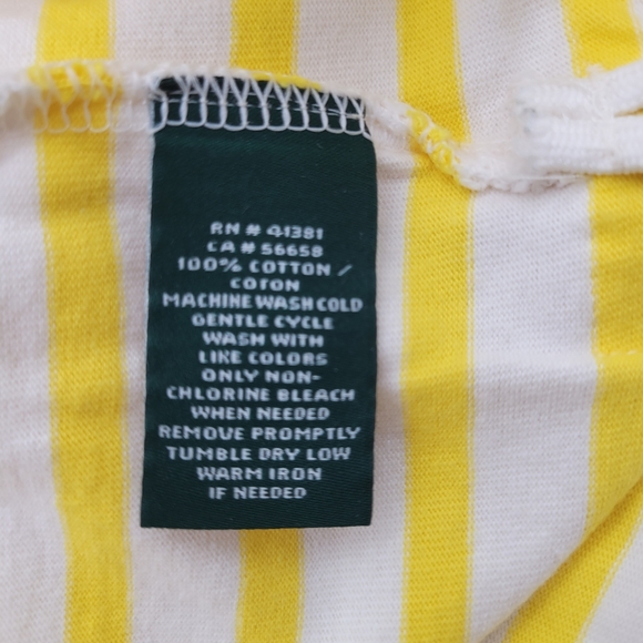 Lauren Ralph Lauren Striped Cotton Flutter-Sleeve T-Shirt Womens‎ Sz L - Picture 10 of 13
